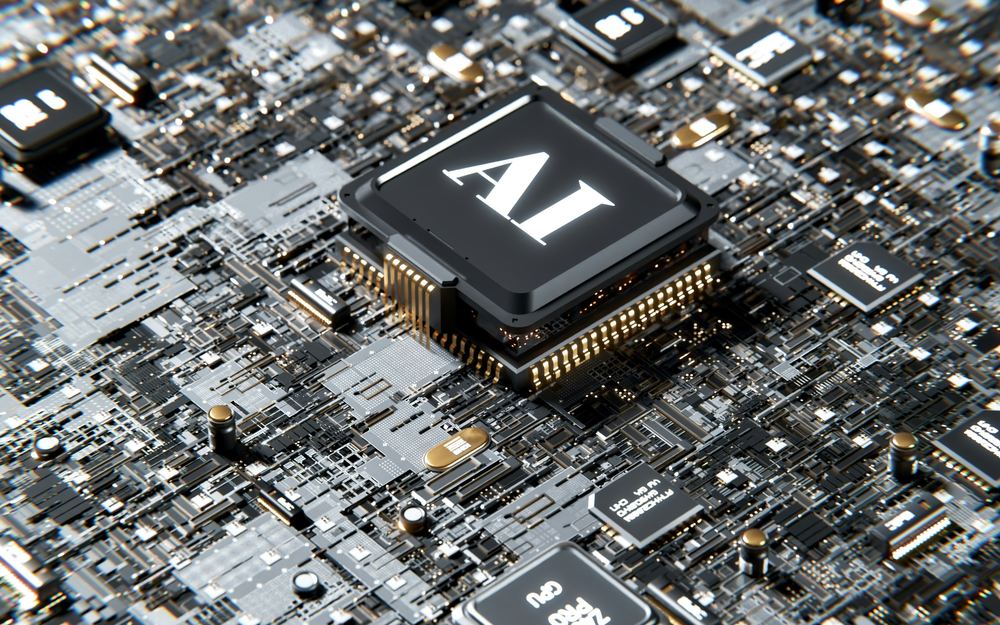 Puce d'intelligence artificielle sur une carte électronique